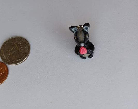Kawaii skunk charms / polymer clay skunk with rose charms / kawaii animal charms / kawaii skunk jewelry