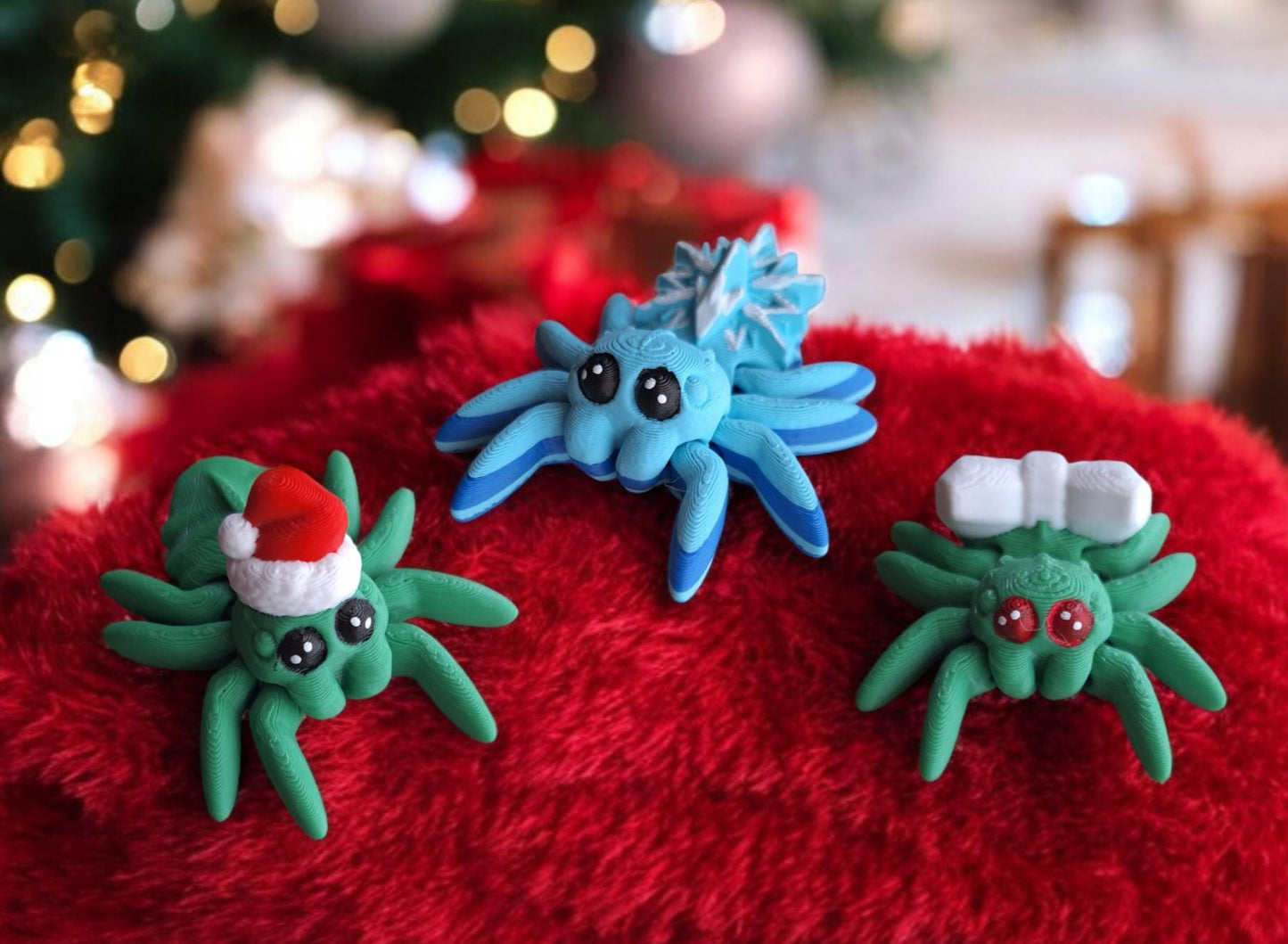 3D articulated cute assorted spiders straw cap / 3d printed spider spooky animals / halloween spider straw topper cover Fidget figurines