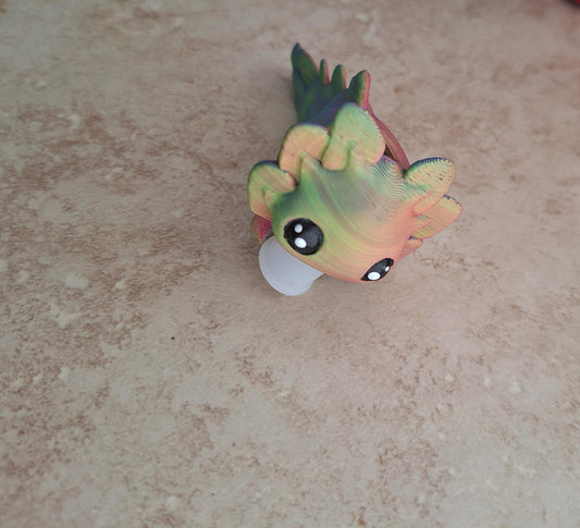 3D articulated baby axolotl dragon tadpole / dragon straw cap / axolotl straw topper cover / 3d printed tumbler accessories