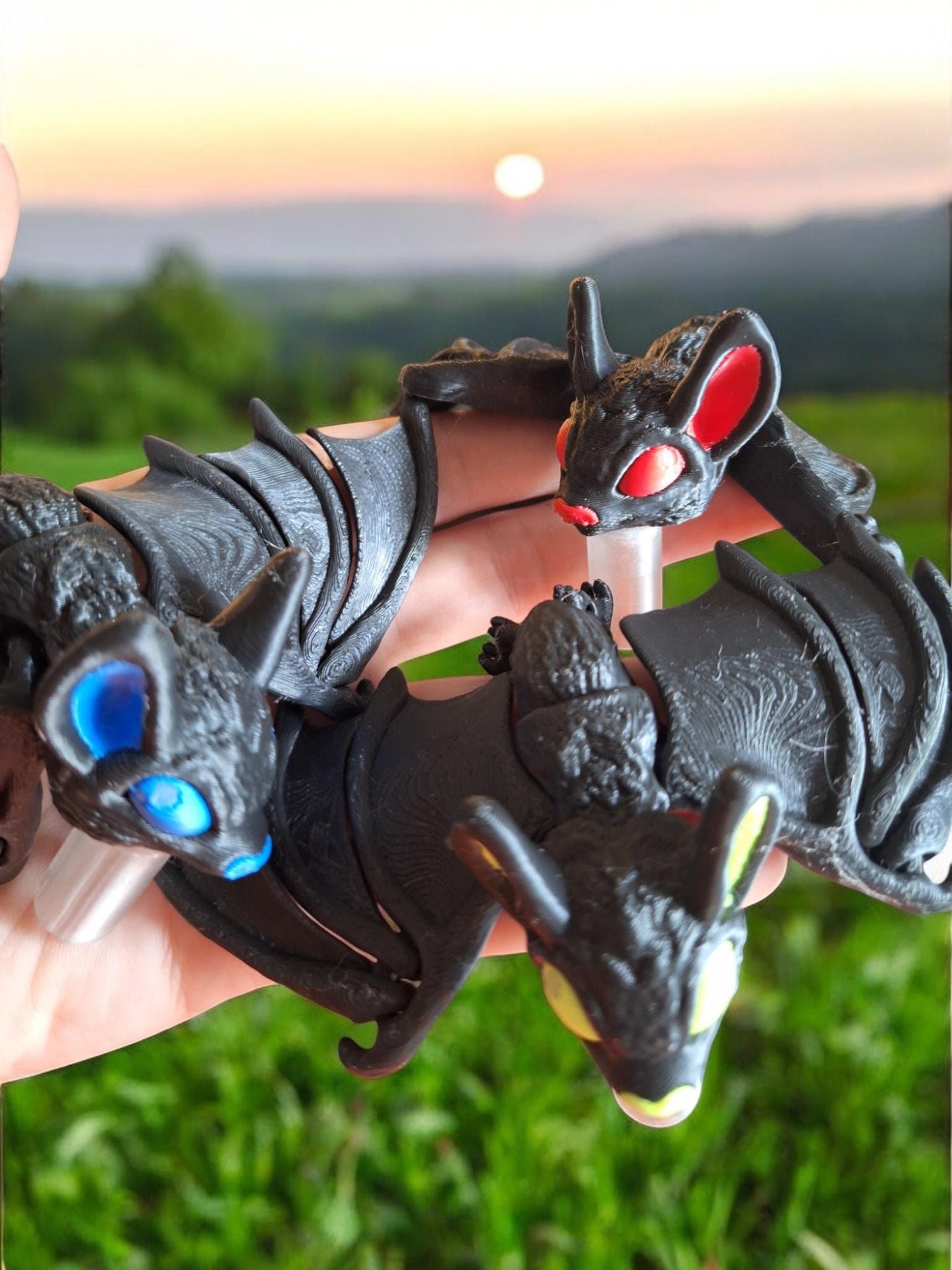 3D articulated cute black bat straw cap / 3d printed bat spooky animals / halloween bat straw topper cover Fidget figurines