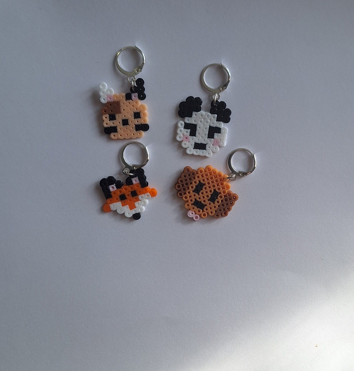 Stitch markers set 4 furry friends bundle / colorful panda fox dog cat perler bead set of 4 pet cuties progress keeper pixel style