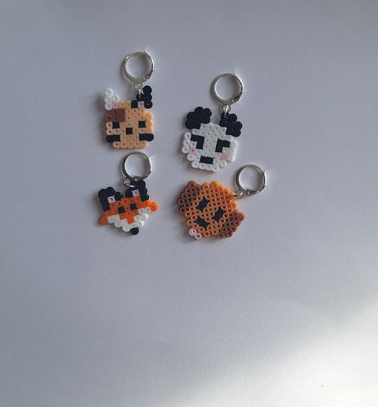 Stitch markers set 4 furry friends bundle / colorful panda fox dog cat perler bead set of 4 pet cuties progress keeper pixel style