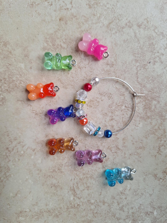 kawaii faux pearl colorful bear handle charm tumbler accessories / tumbler charm buddy / teddy bear tumbler handle charm
