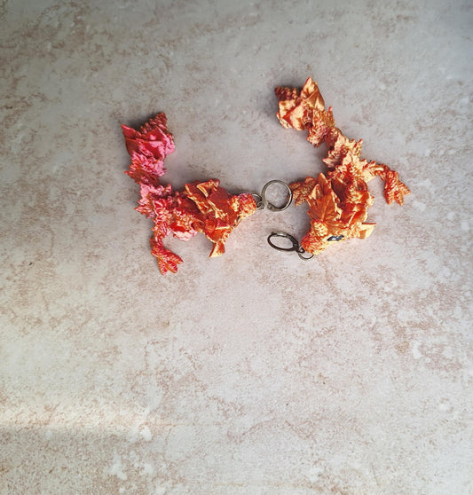3D articulated red orange autumn tadling dragon earrings / 3d printed earrings / dragon earrings / articulated 3d fall leaf dragon jewelry