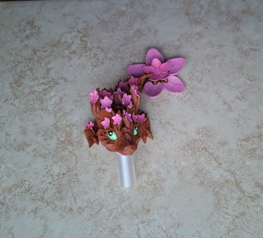 3D articulated cherry blossom dragon straw cap / 3d printed dragon animal / flower sakura dragon tadling straw topper cover Fidget figurines
