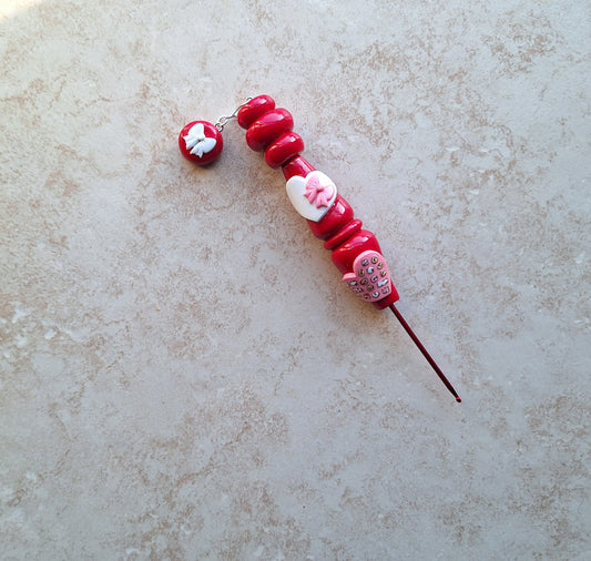 Polymer clay valentine heart chocolates crochet hook