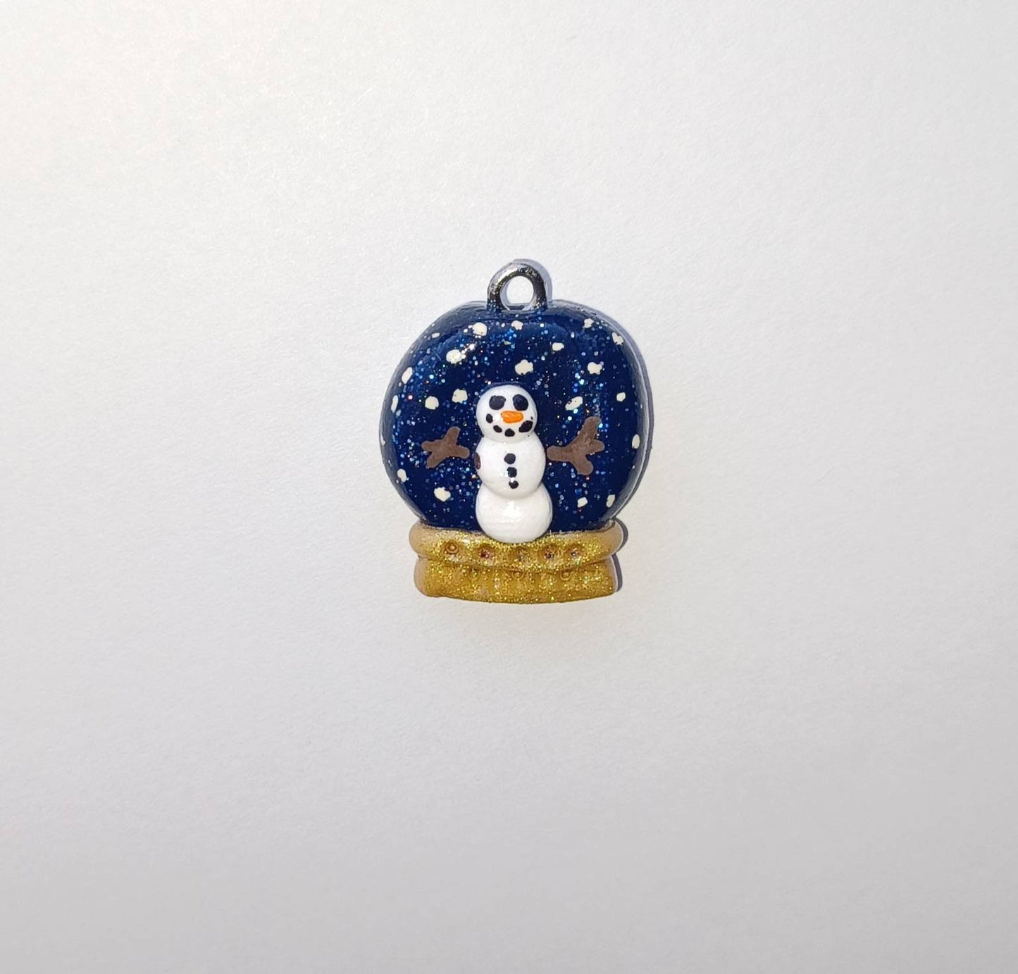 Kawaii blue sparkle snowglobe charms / polymer snow charms / kawaii Christmas jewelry / kawaii Holiday charms / snow globe charms