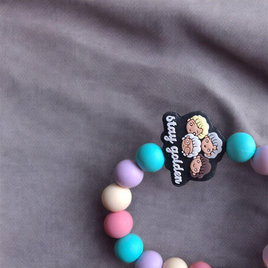 Silicone beaded wristlet keychain stay golden beaded wristlet keychain / pastel colorful bag accessories key chain