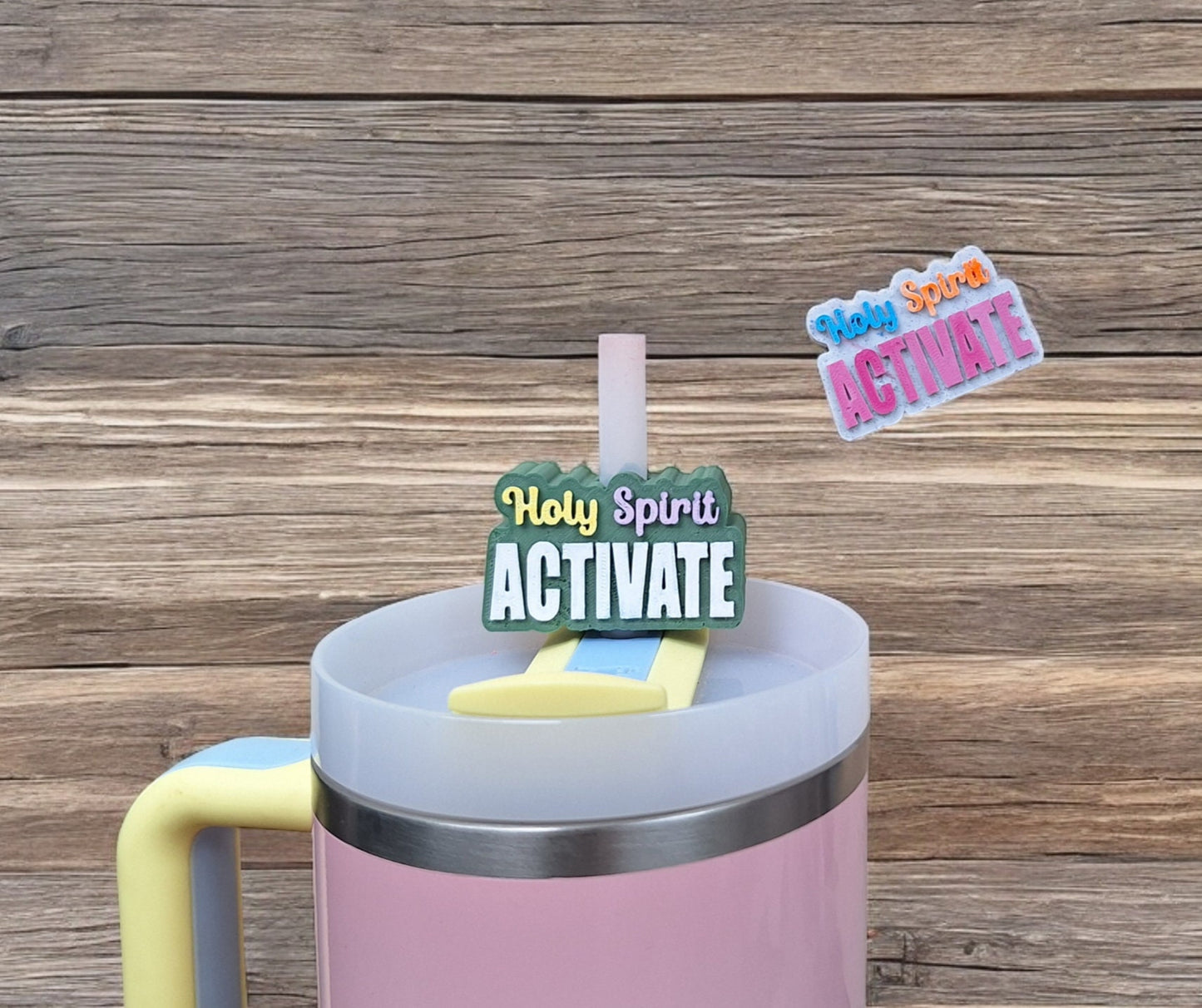 3D printed holy spirit activate straw buddy charm tumbler accessories / tumbler charm straw buddy / christian straw topper charm