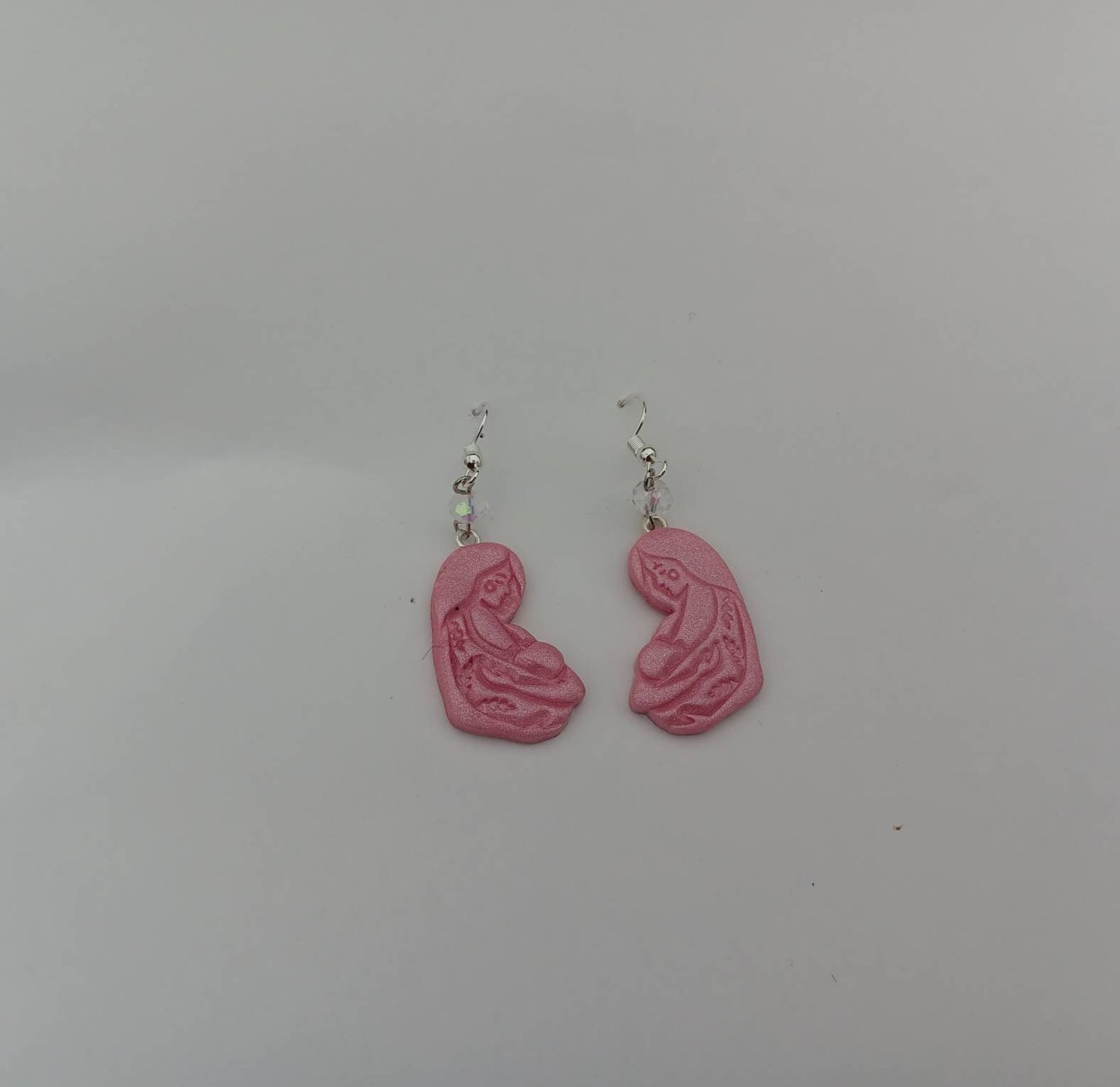 Kawaii floral mom earrings / polymer clay mothers day dangle earrings / clay mom jewelry / floral mother's day earrings