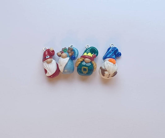 Kawaii christmas gnome charms / polymer clay gnome charms / kawaii christmas holiday charms / snowman reindeer santa elf gnome charms