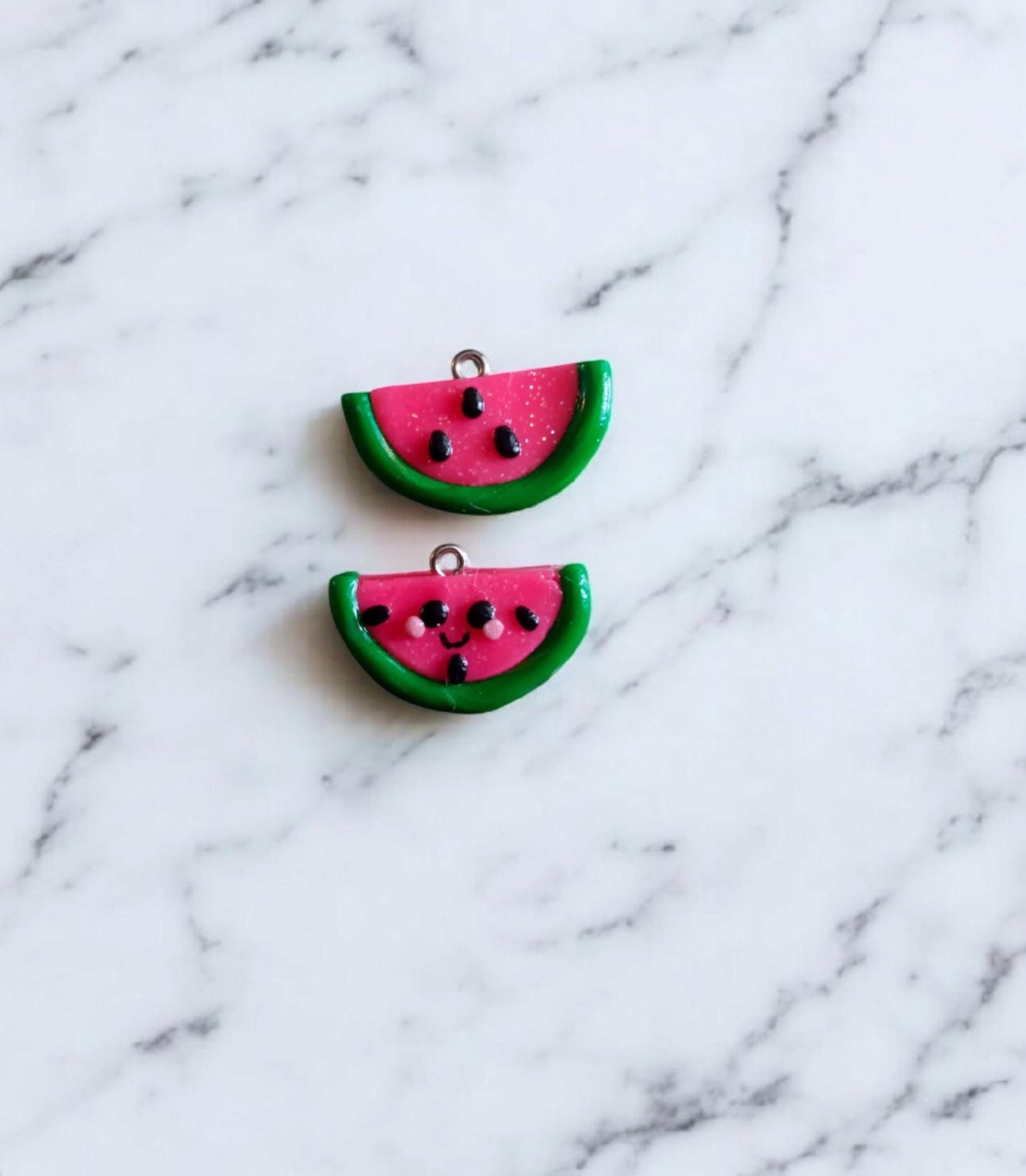 Polymer clay watermelon charms / cute kawaii food charms / clay watermelon fruit jewelry charm stitch marker progress keeper notions