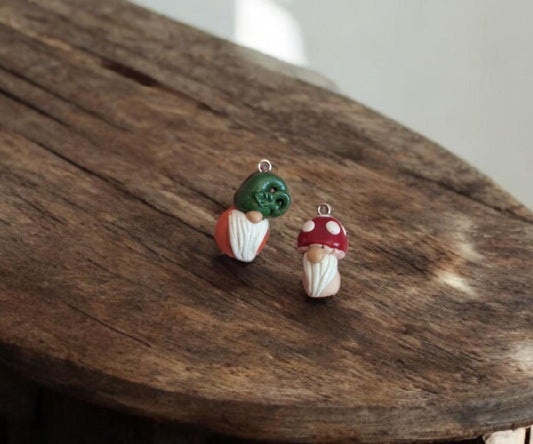 Kawaii fairy gnome pumpkin mushroom toadstool charms / polymer clay gnome charms / kawaii toadstool charms jewelry stitchmarker