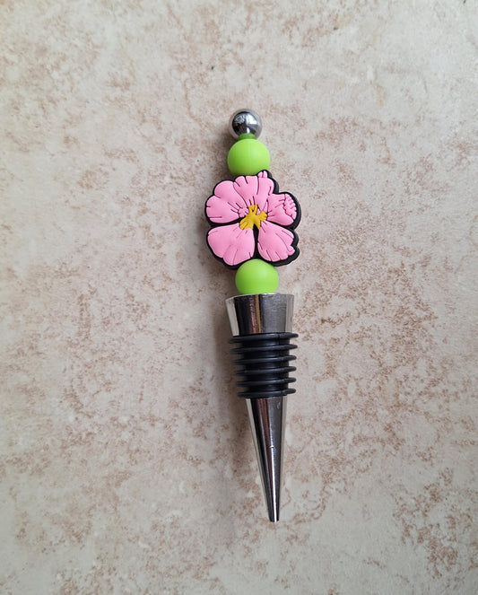 Silicone beaded floral flower wine stopper / spring summer flower beaded silicone wine stopper top / tropical wine accessories