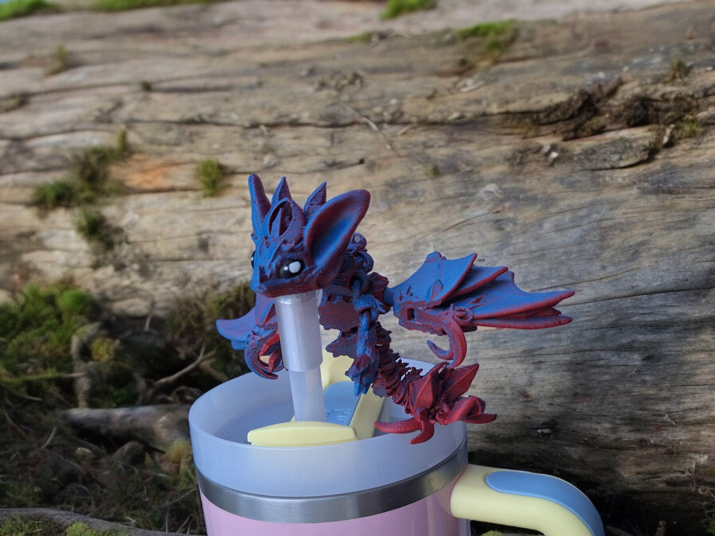 3D articulated nightwing dragon straw cap / 3d printed dragon animals / bat night wing tadling straw topper cover Fidget figurines