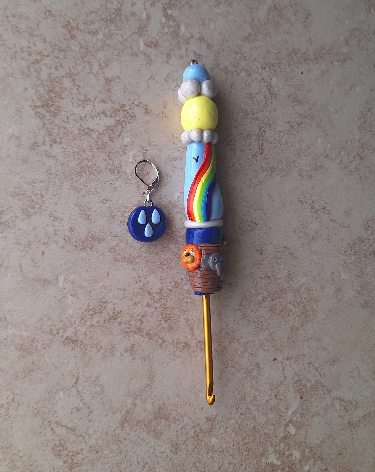 Polymer clay Christian religious Noah's ark crochet hook
