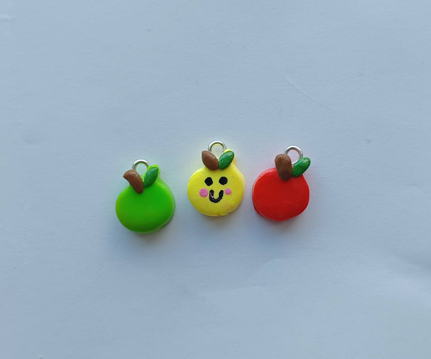 Kawaii apple charms / polymer clay apple charms / kawaii food charms / kawaii food jewelry