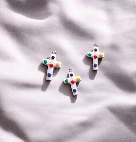 Clay christian charms / polymer clay colors of salvation cross charms / Christian jewelry charms stitchmarker progress keeper notions