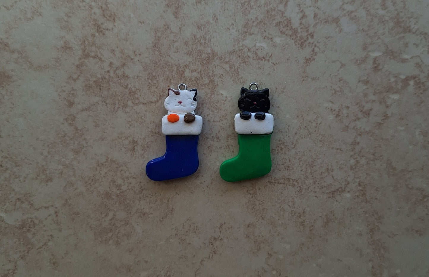 Kawaii christmas animal charms / clay animal charms / puppy dog mouse cat dragon jewelry / animal in stocking snail charms stitch marker