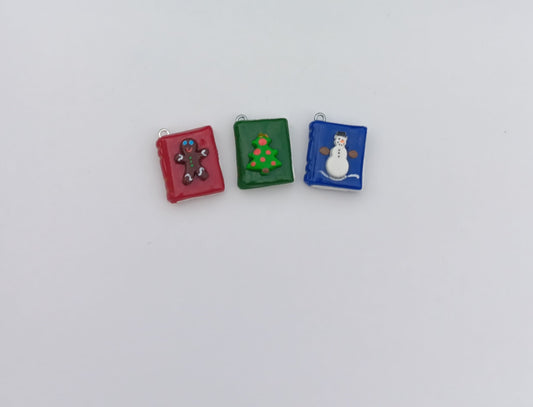 Kawaii christmas book charms / polymer clay faith book charms / Christian jewelry charms / tiny Book charms / clay christmas book charms