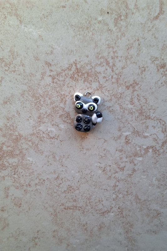 Kawaii lemur charms / polymer clay lemur curly tail charms / kawaii animal charms / kawaii lemur jewelry stitchmarker progress keeper