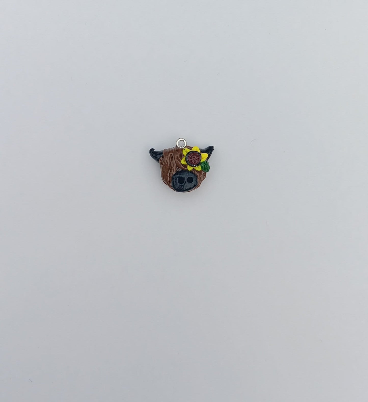 Kawaii sunflower highland cow charms / polymer clay floral cow charms / kawaii cow bull charms / clay sunflower charms stitch markers