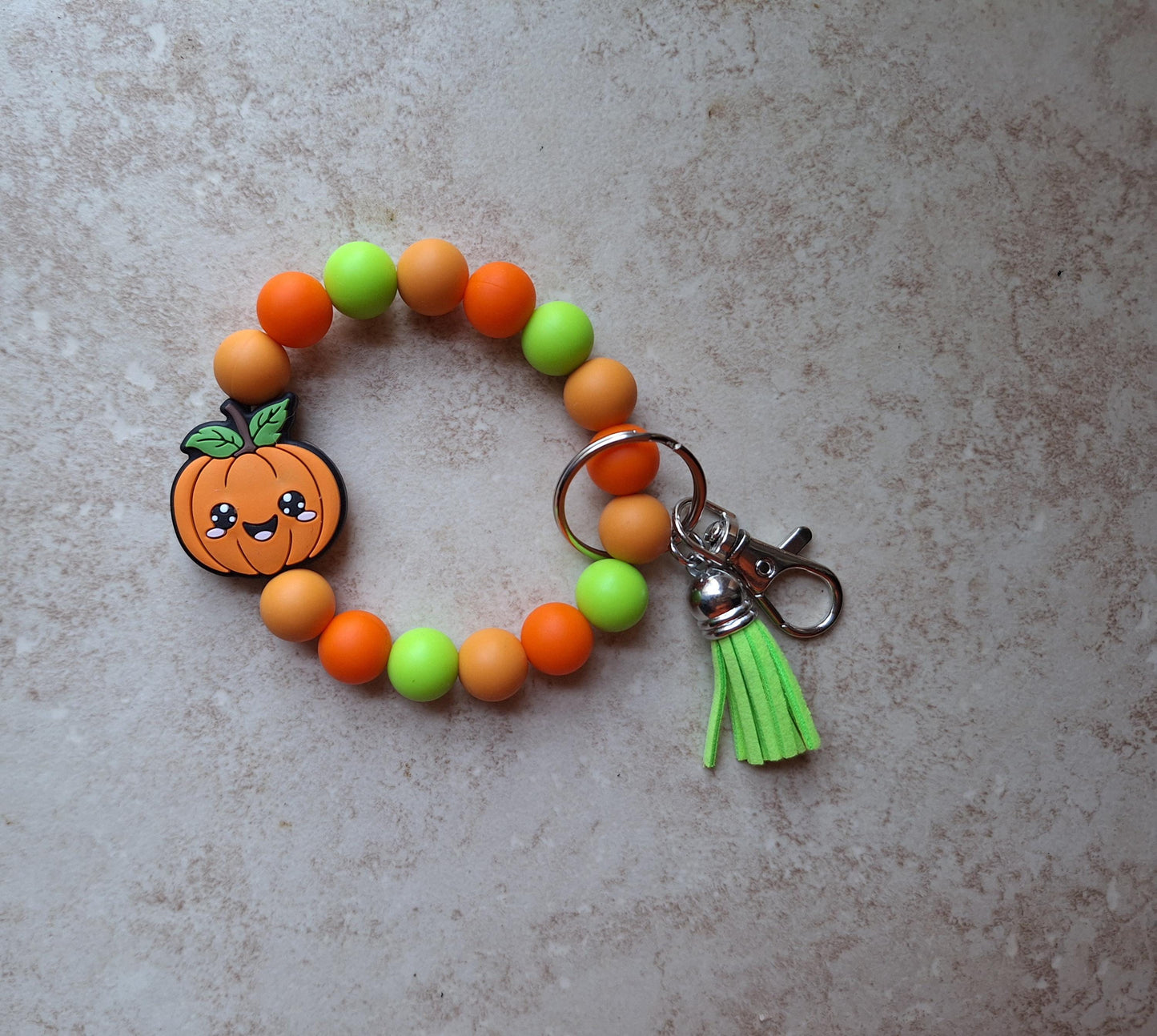 Silicone beaded wristlet keychain / fall Thanksgiving beaded wristlet turkey keychain / pumpkin bag accessories key chain gift