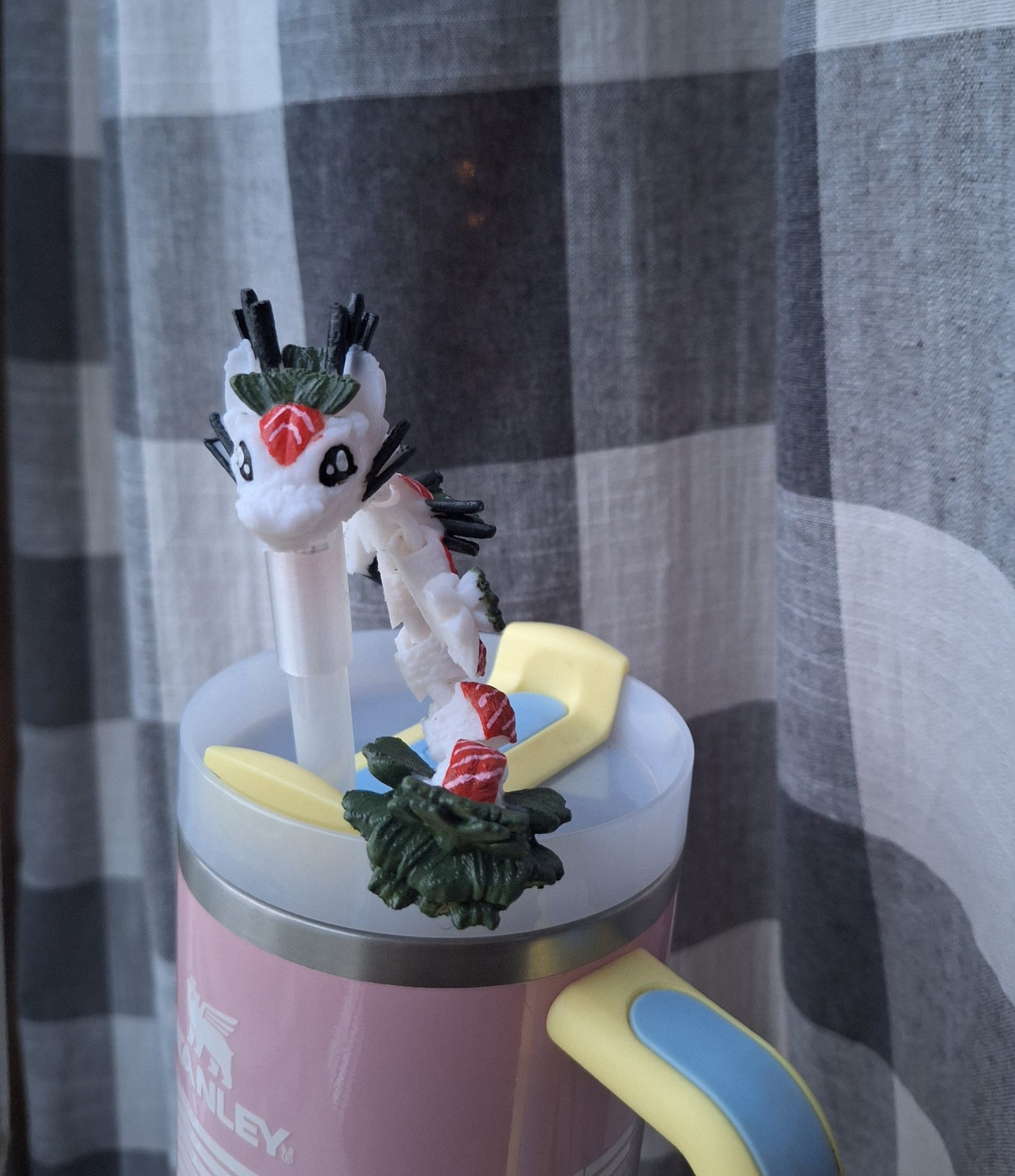 3D articulated sushi dragon straw cap / 3d printed dragon animals / food sushi dragon tadling straw topper cover Fidget figurines
