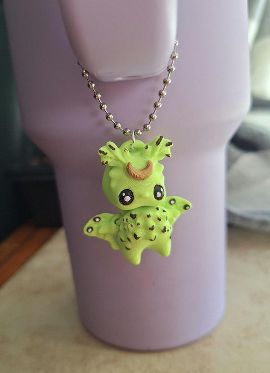 3D articulated green moth pixie tumbler charm buddy / 3d printed animals tumbler handle charms Fidget luna moth pixie charm colorful