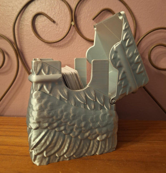 3D printed wings card deck box / 3d silver wings card box / 3d printed trading card game box accessories