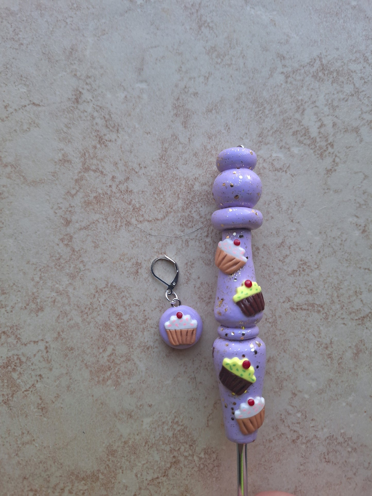 Polymer clay cupcake glitter dessert food crochet hook