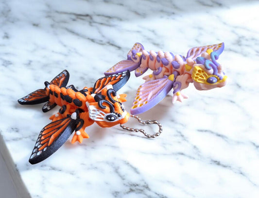 3D articulated butterfly wyvern dragon keychain / 3d printed dragon animals / wyvern dragon knick knack Fidget figurines key chain