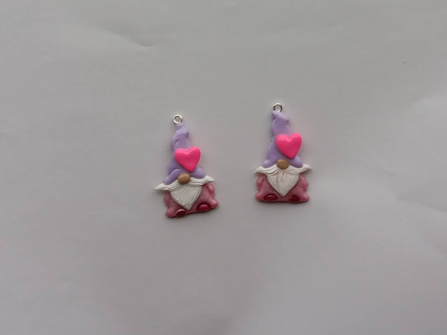 Kawaii heart gnome charms / polymer clay pink red purple gnome charms / kawaii valentine holiday charms / valentines day gnome charms