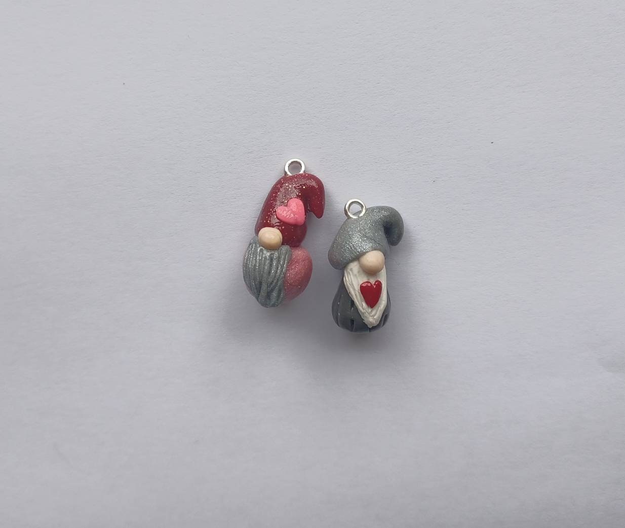 Kawaii heart gnome charms / polymer clay gnome charms / kawaii valentine holiday charms / valentines day gnome charms