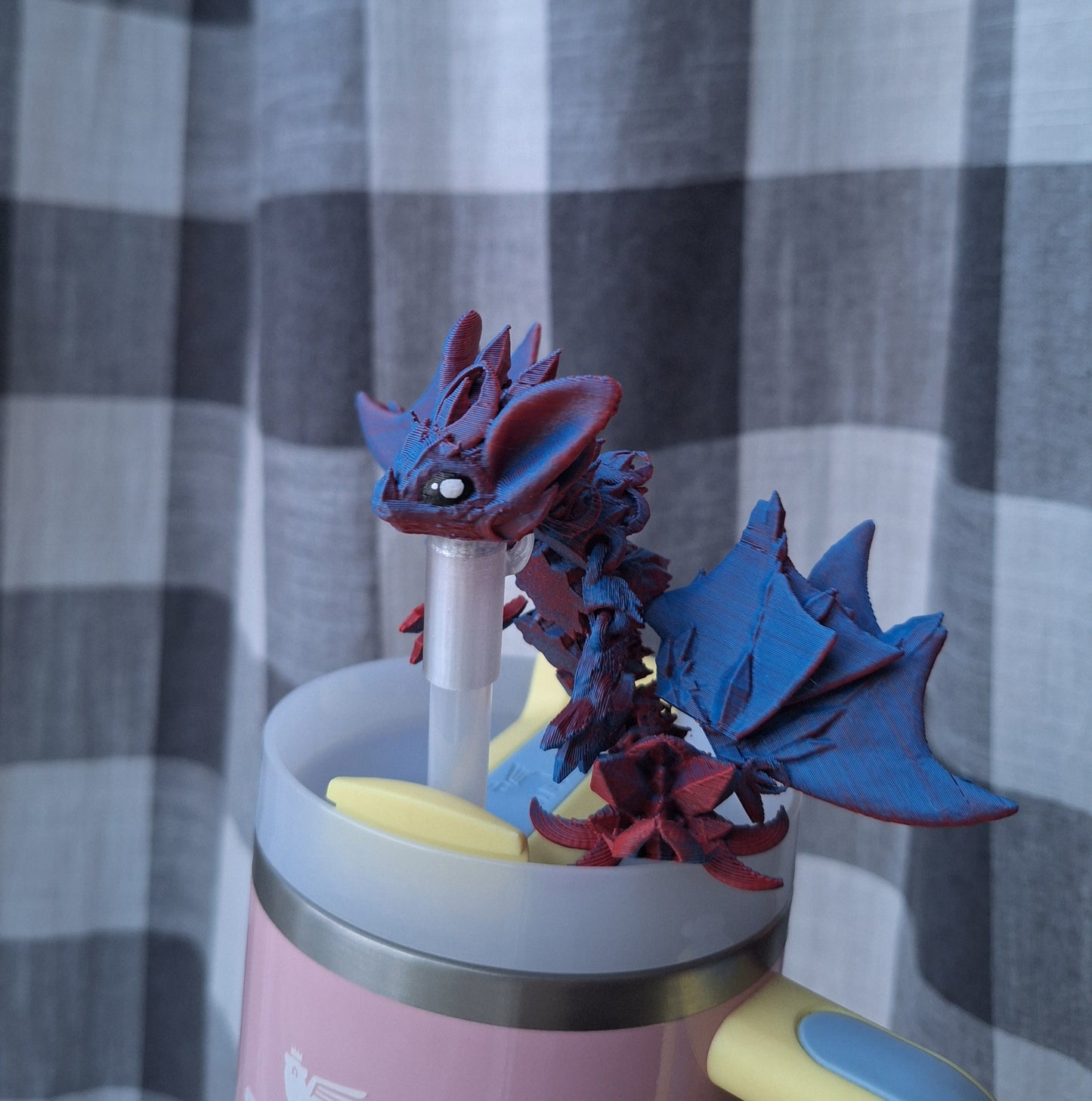 3D articulated nightwing dragon straw cap / 3d printed dragon animals / bat night wing tadling straw topper cover Fidget figurines