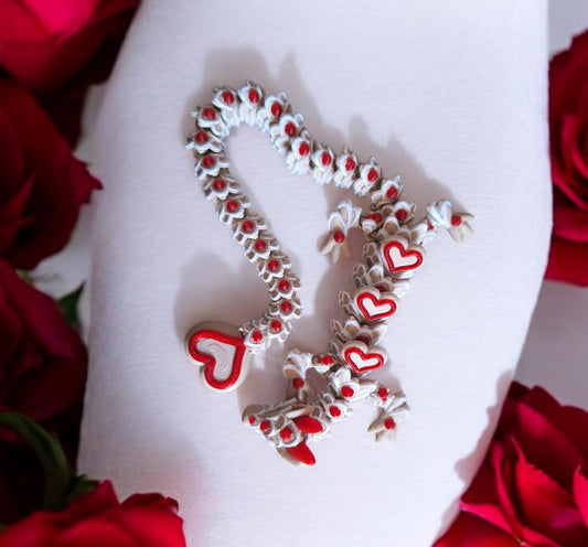 3D articulated valentine holiday heart cookie dragon / 3d printed holiday candy heart dragon animals desk pet