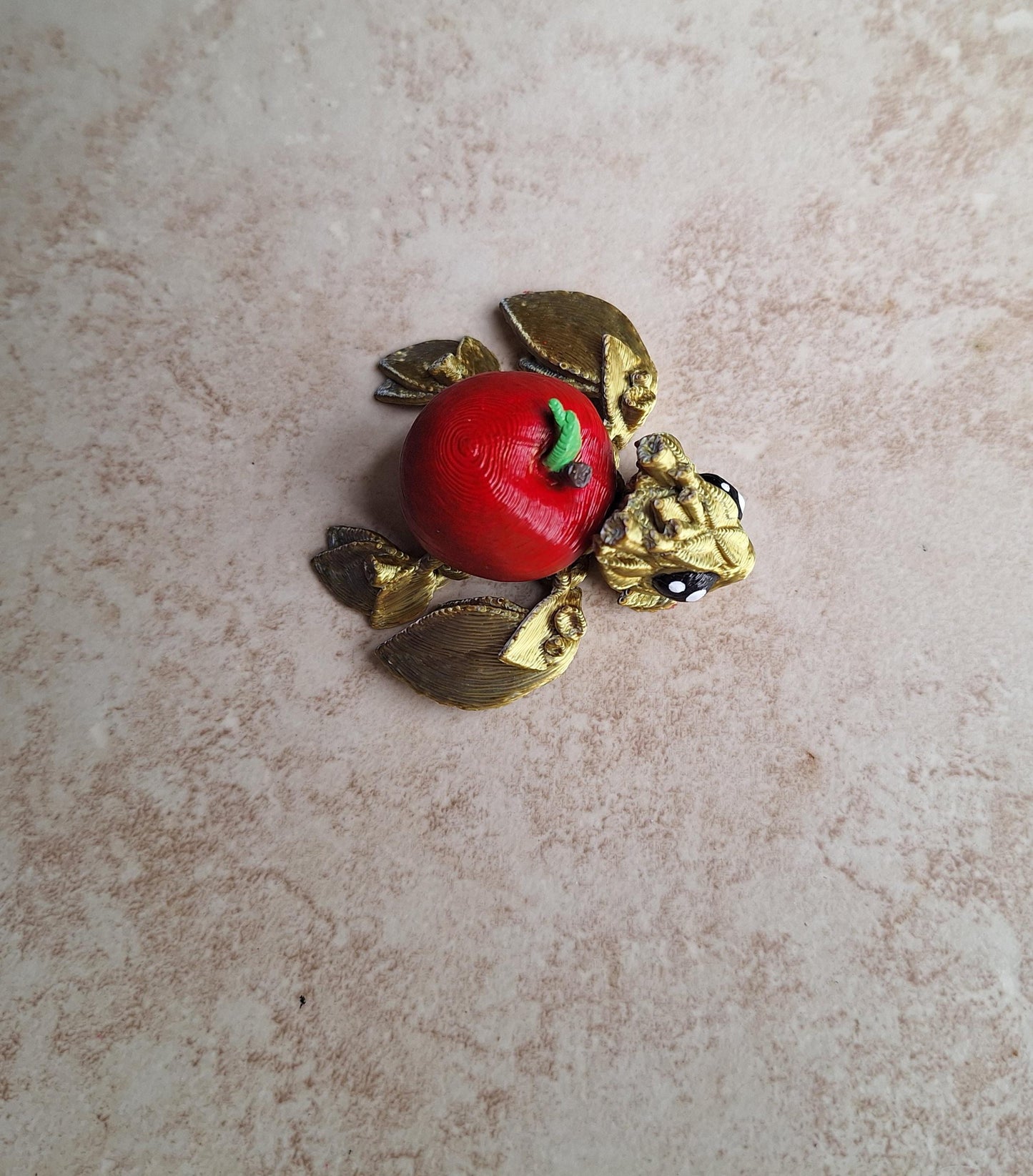 3D articulated gold red apple turtle tumbler handle charm / 3d printed turtle animal halloween fall carmel apple turtle tumbler charm Fidget