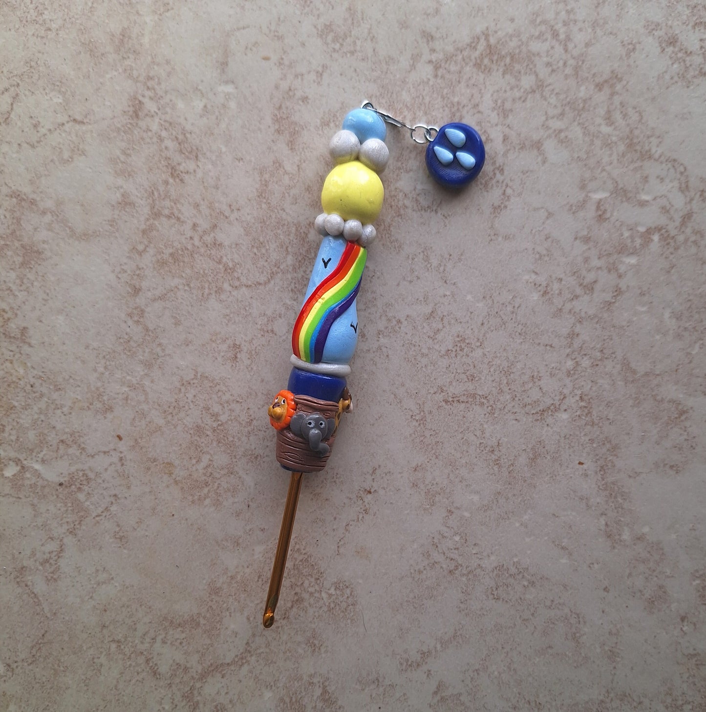 Polymer clay Christian religious Noah's ark crochet hook