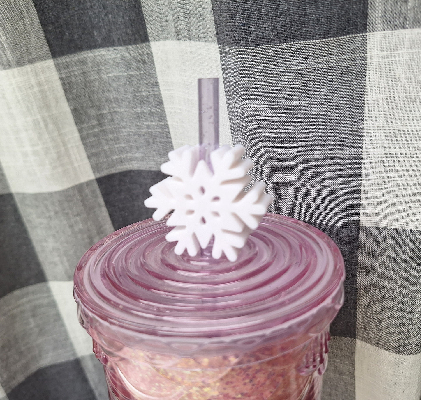 3D printed snowflake straw buddy charm tumbler accessories / tumbler charm straw buddy / holiday winter snow straw topper charm