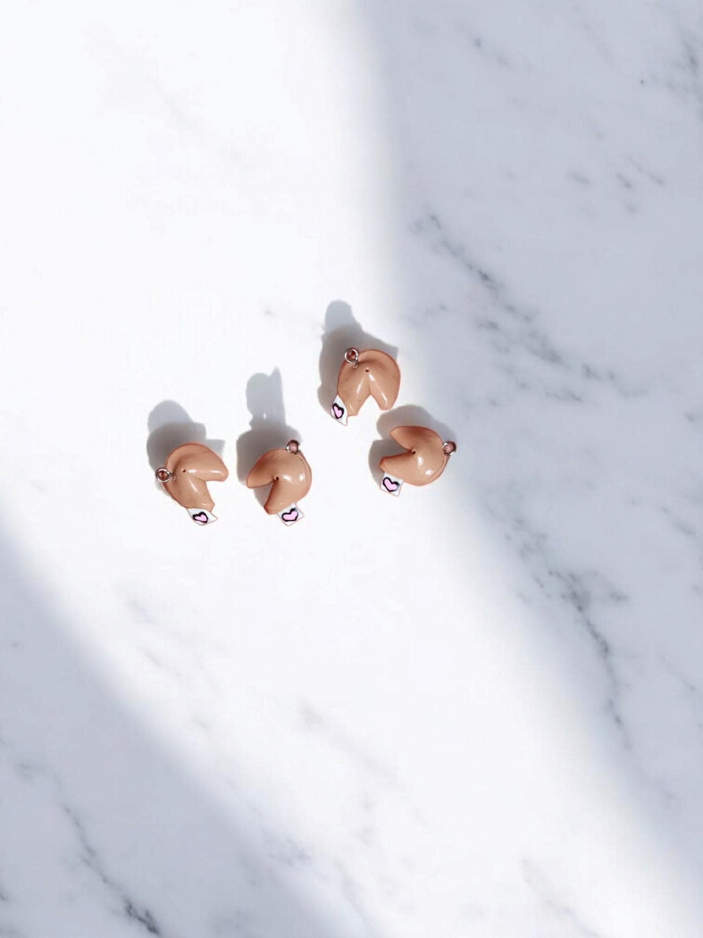 Polymer clay fortune cookie charm /cute kawaii fortune cookie heart charm / cute food jewelry charm stitch marker progress keeper notions