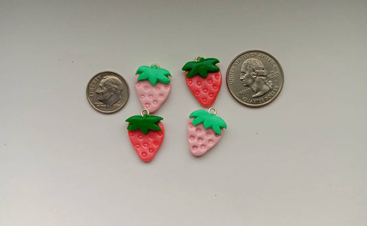 Kawaii heart love strawberry charms / polymer clay strawberry charms / kawaii food charms / kawaii food jewelry