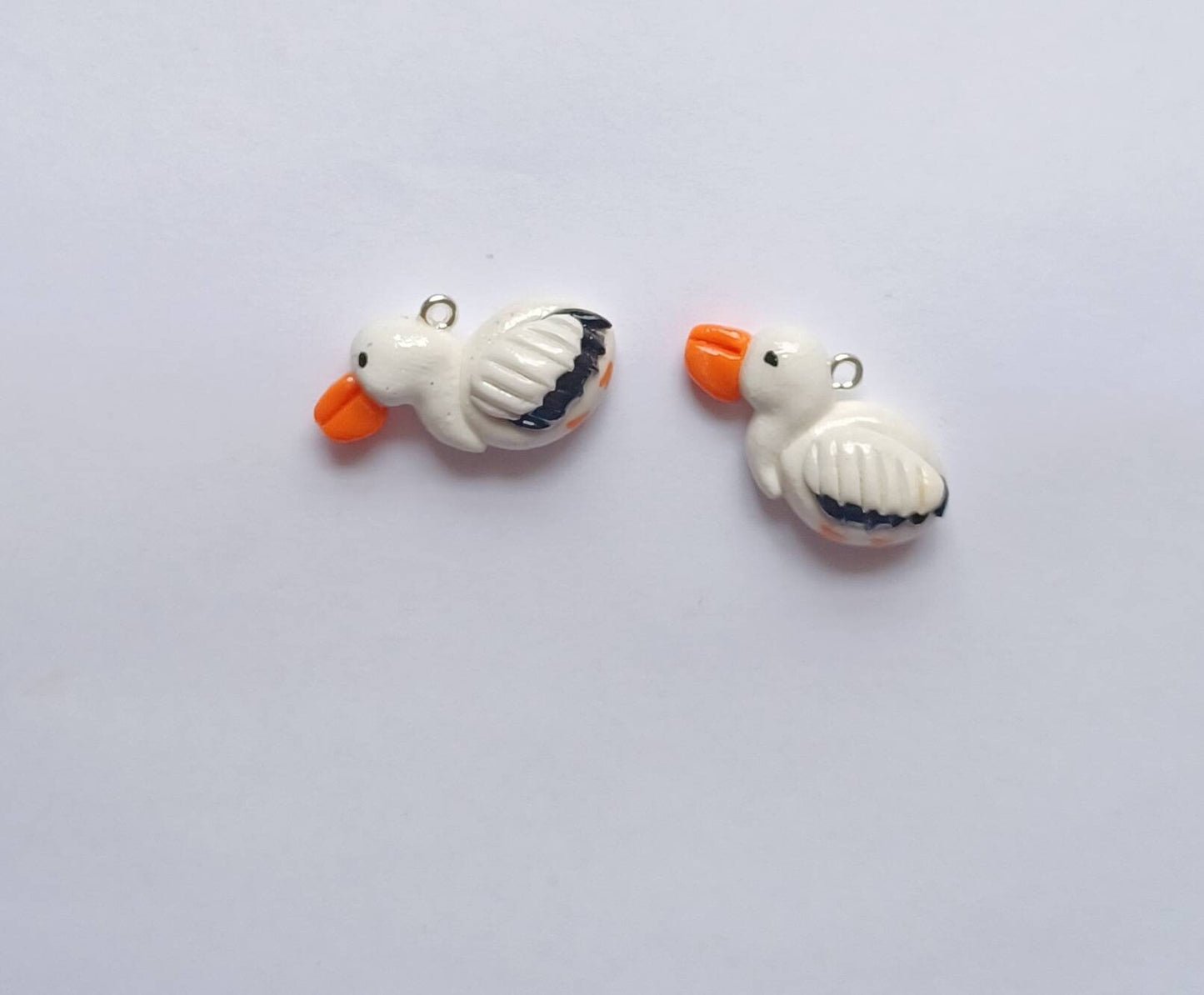 Kawaii pelican charms / polymer clay bird charms / kawaii animal charms / kawaii pelican bird jewelry