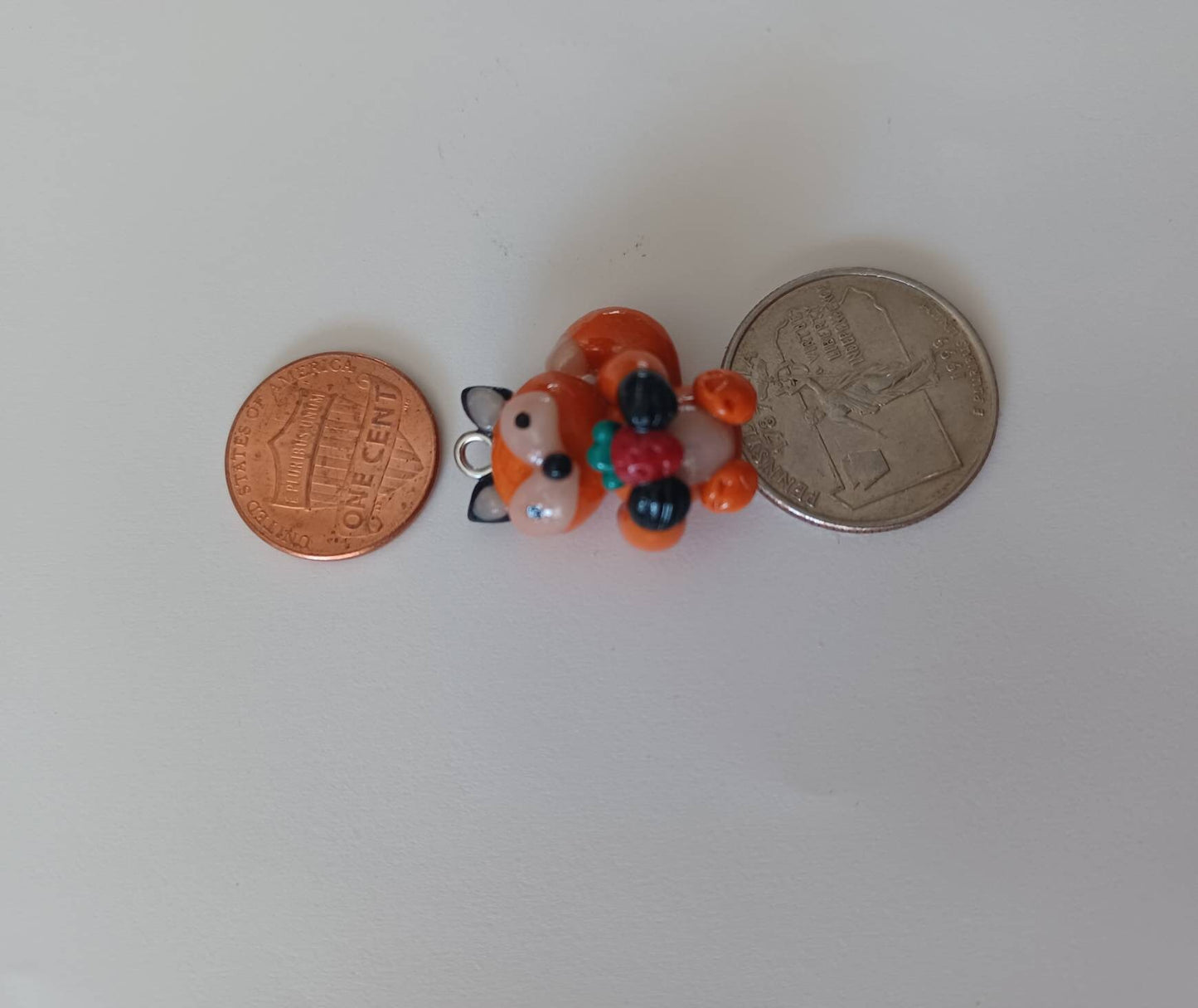 Kawaii fox charms / polymer clay fox with strawberry charms / kawaii animal charms / kawaii fox jewelry / orange red fox clay