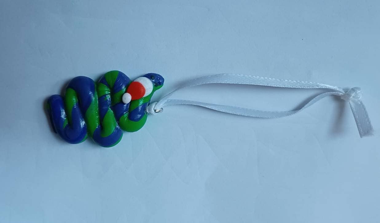 Christmas snake ornament / Santa snake ornament / polymer clay christmas ornament / polymer clay snake ornament