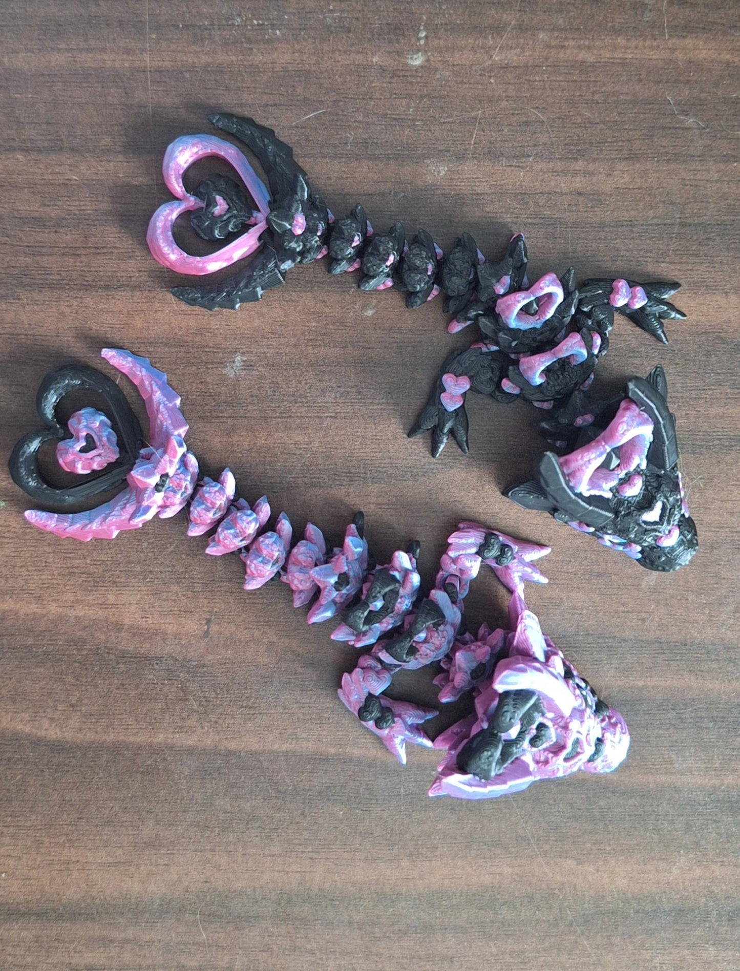 3D articulated black blue dark heart dragon straw cap / 3d printed dragon animals / darkheart dragon straw topper cover Fidget figurines
