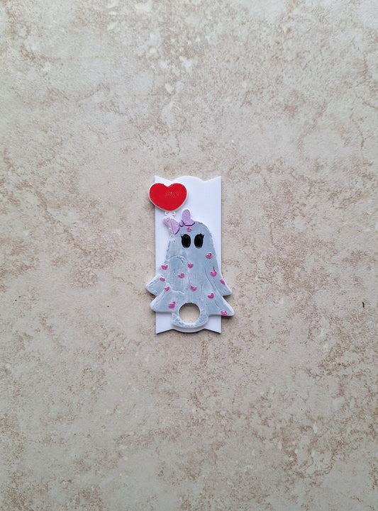 3D printed heart ghost straw tag tumbler topper tumbler accessories / valentine tumbler topper straw tag / tumbler accessories for stanley