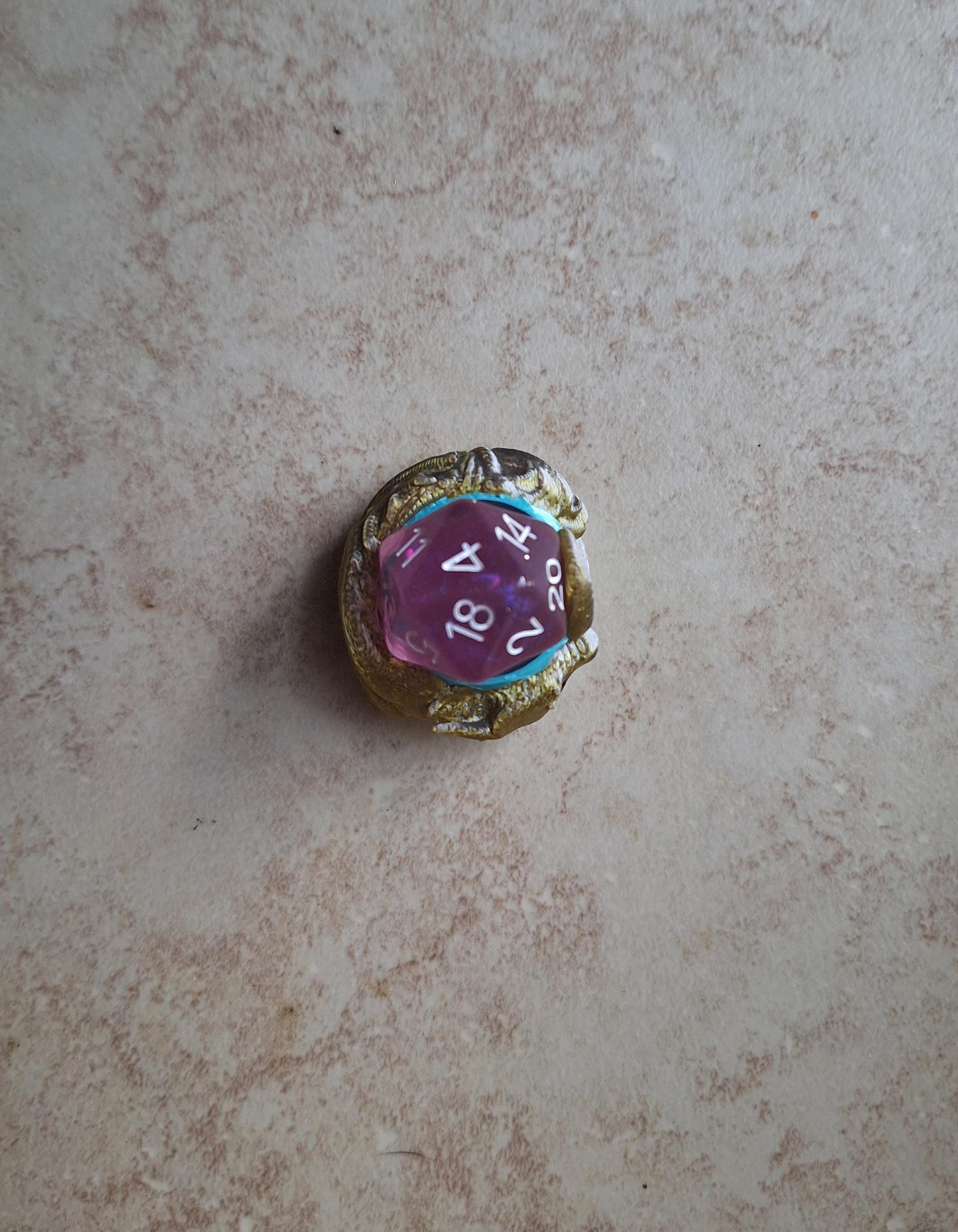 3D printed small gold silver teal metallic dragon dice guardian / 3d dragon dice buddy / 3d printed d20 dice guardian
