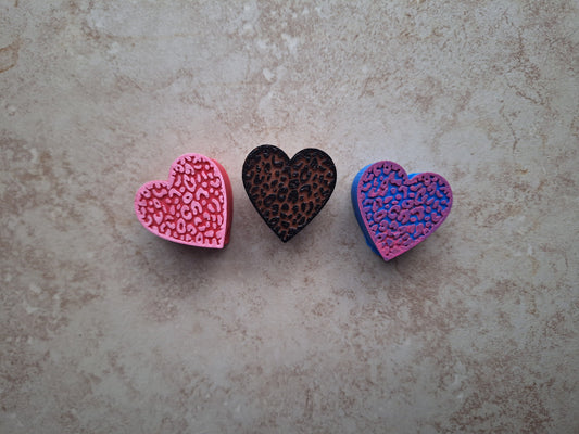 3D printed leopard print heart straw buddy charm tumbler accessories / tumbler charm straw buddy / cheetah heart straw topper charm