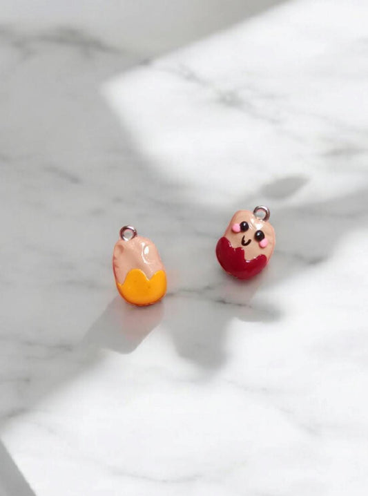 Polymer clay chicken nugget charm / cute kawaii clay chicken nugget tender strip food charms jewelry stitch marker progress keeper notions