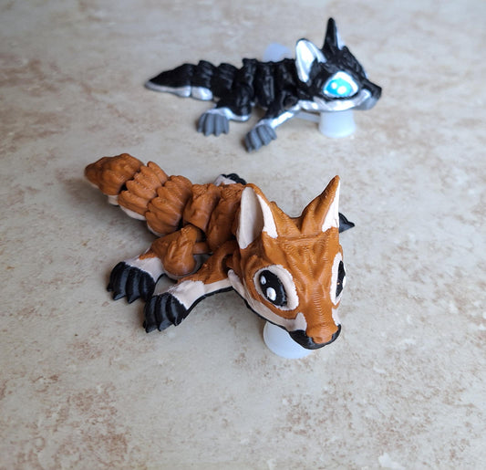 3D articulated wolf pup straw cap / 3d printed wolf pup dog animals / Shepherd husky straw topper cover Fidget figurines glow